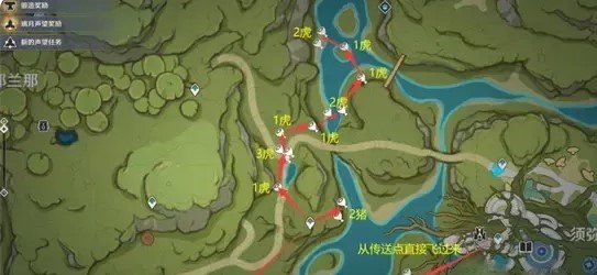 原神须弥地图兽肉速刷路线图 原神须弥地图兽肉速刷路线图