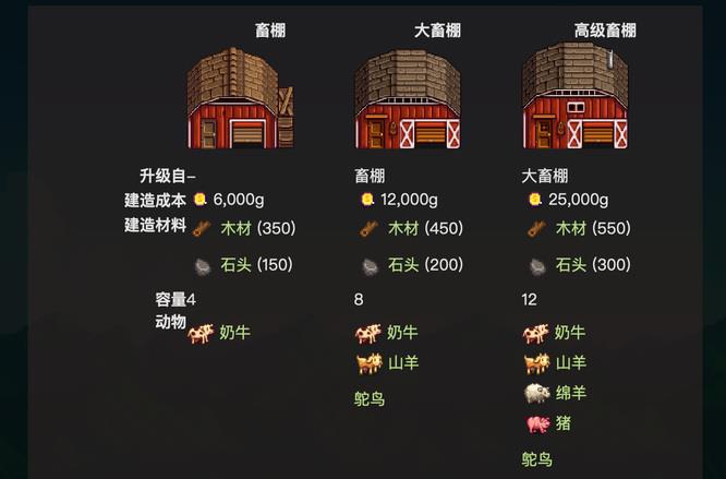 星露谷物语豪华畜棚怎么建