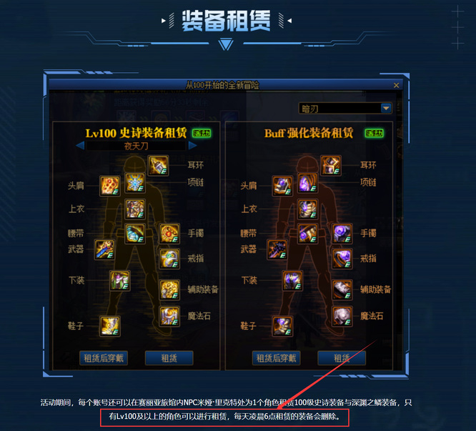 地下城与勇士110级版本租赁史诗装备是永久的吗